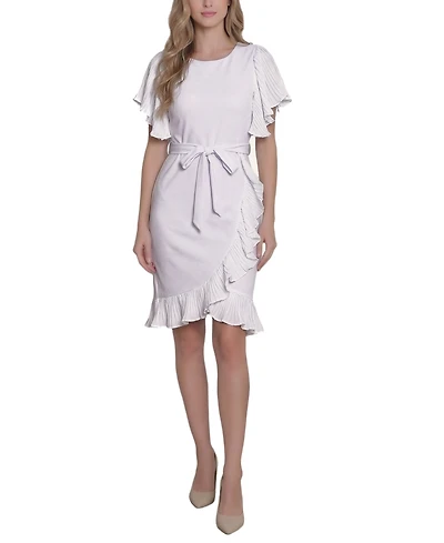 Ny Collection Women's Short-Sleeve Pleated Ruffle Dress