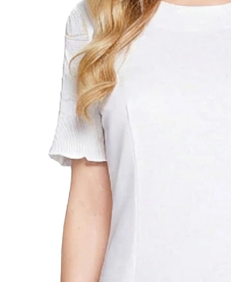 Ny Collection Women's Plisse Pleated Short-Sleeve Dress