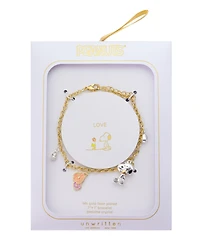 Peanuts Crystal Snoopy and Woodstock Flower Charm Bracelet