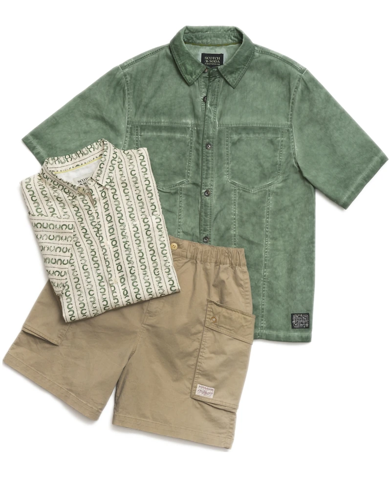 Scotch & Soda Men's Washed Cotton Short-Sleeve Shirt