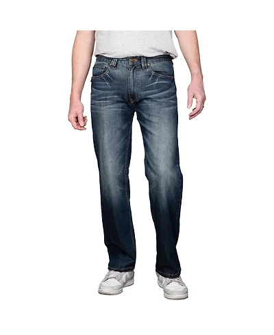 Level 7 Men's Relaxed Bootcut Basic 5-Pocket Distressed Denim Jeans