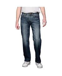 Level 7 Men's Relaxed Bootcut Basic 5-Pocket Distressed Denim Jeans
