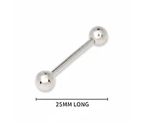 Curata Jewelry Solid 14k Gold Ball Straight Barbell Internally Threaded Tongue Ring