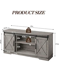 gaomon 59" Farmhouse Tv Stand for TVs Up to 65", Media Console with Sliding Barn Doors & Adjustable Shelves, Entertainment Center Storage Ca