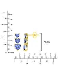 Macy's Triple Heart Tanzanite Stone Earrings in 14k Yellow Gold Over Sterling Silver