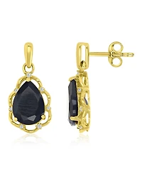 Macy's Diamond Accent & Onyx Framed Earrings in 14k Yellow Gold Over Sterling Silver