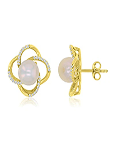 Macy's Imitation Pearl Stud Earrings in 14k Yellow Gold Over Sterling Silver