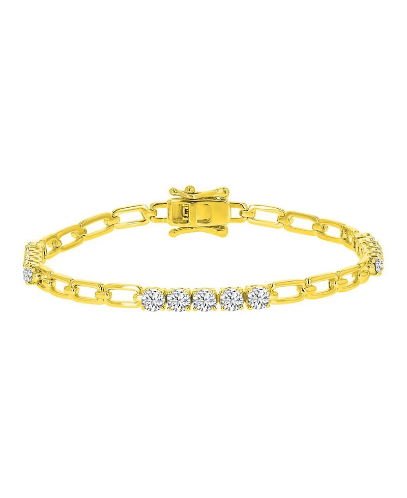 Macy's Cubic Zirconia Station Bracelet in 14k Yellow Gold Over Sterling Silver