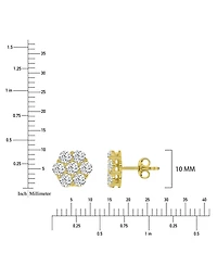 Macy's Cubic Zirconia Flower Stud Earrings in 14k Yellow Gold Over Sterling Silver