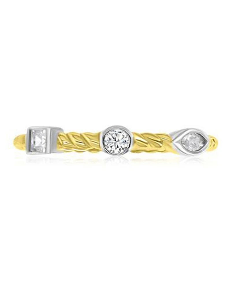 Macy's 4-Pc. Polished Cubic Zirconia Quadruple Ring in 14k Yellow Gold Over Sterling Silver