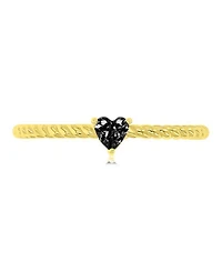 Macy's Black Cubic Zirconia Heart, Flower & Cushion Cut Ring in 14k Yellow Gold Over Sterling Silver