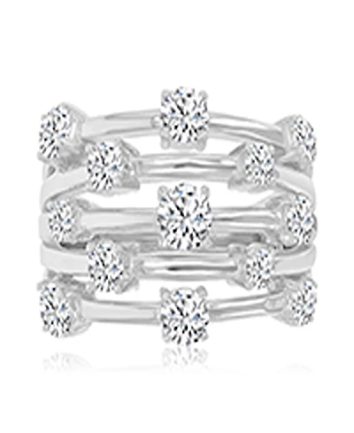 Macy's Cubic Zirconia 5-Row Ring Rhodium Over Sterling Silver