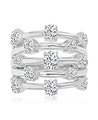 Macy's Cubic Zirconia 5-Row Ring Rhodium Over Sterling Silver
