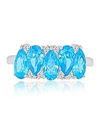 Macy's Aqua Blue Cubic Zirconia Ring in Rhodium Over Sterling Silver