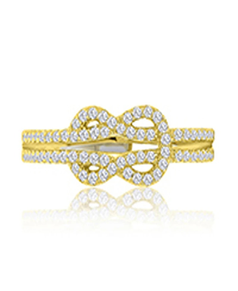 Macy's Infinity Knot Cubic Zirconia Ring in 14k Yellow Gold Over Sterling Silver
