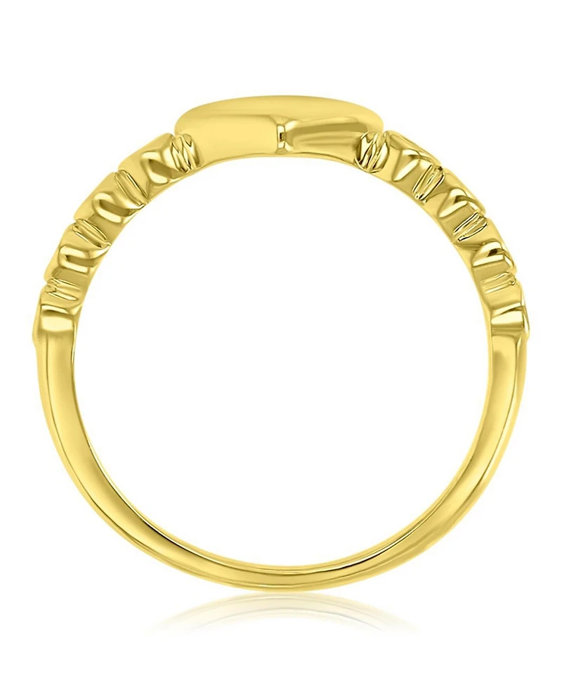 Macy's Cubic Zirconia Heart Ring in 14k Yellow Gold Over Sterling Silver