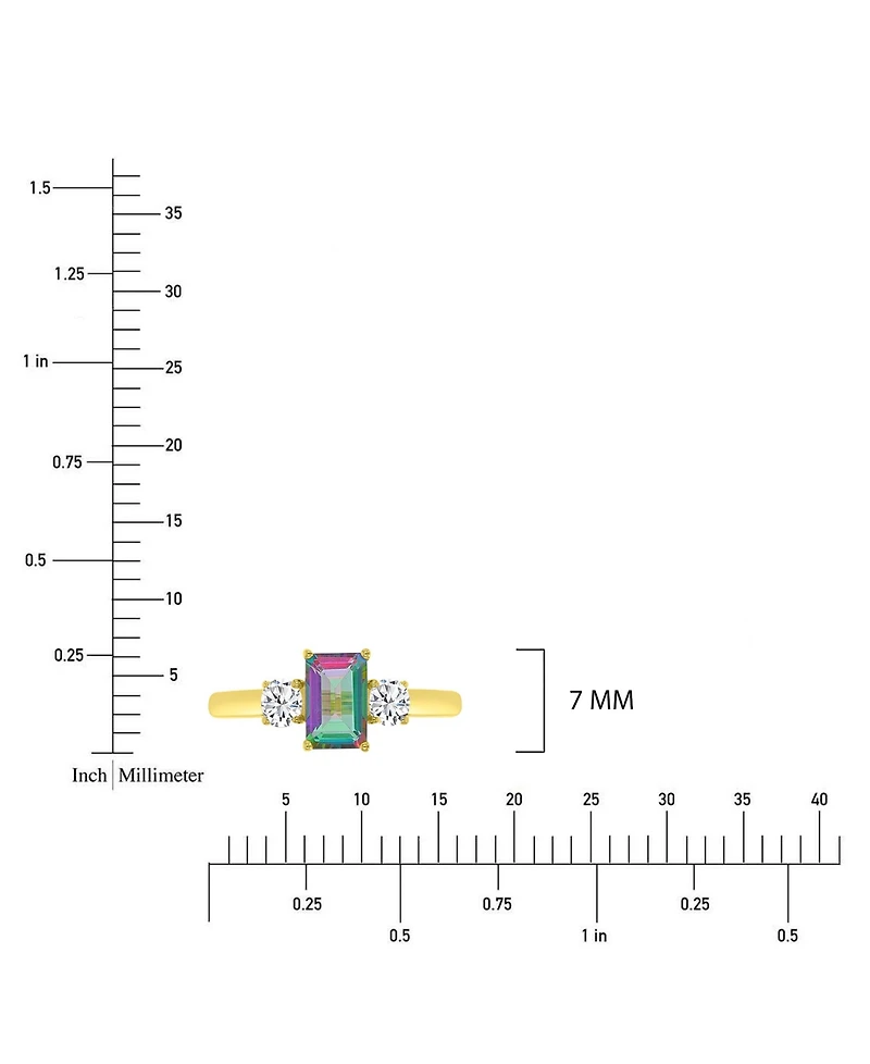 Macy's Mystic Green Quartz and White Topaz Ring 10k Yellow Gold