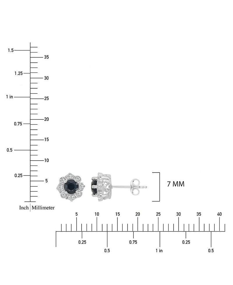 Macy's Diamond and Blue Sapphire Stud Earrings in 10k White Gold