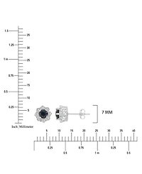 Macy's Diamond and Blue Sapphire Stud Earrings in 10k White Gold