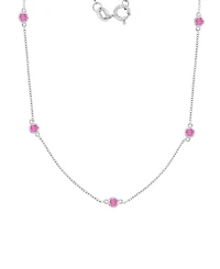 Macy's Pink Sapphire Station Necklace in Rhodium Over Sterling Silver