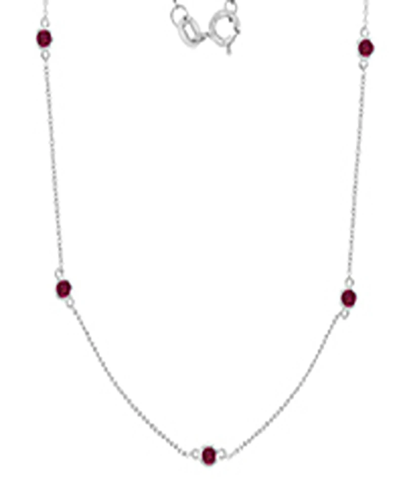 Macy's Created Ruby Station Necklace in Rhodium Over Sterling Silver