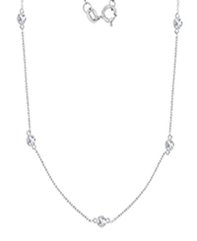 Macy's White Sapphire Station Necklace in Rhodium Over Sterling Silver