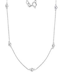 Macy's White Sapphire Station Necklace in Rhodium Over Sterling Silver