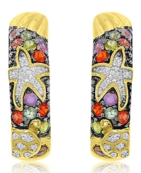 Macy's Starfish & Sea Turtle Huggie Earrings in 14k Yellow Gold Over Sterling Silver