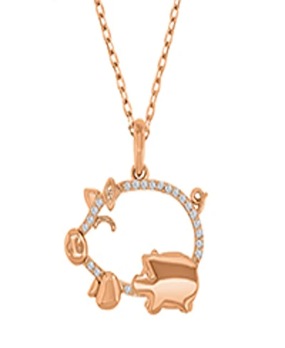 Macy's Created White Sapphire Mom and Baby Pigs Necklace in 14k Rose Gold Over Sterling Silver