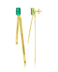 Macy's Created Emerald Herringbone Chain Dangling Earrings in 14k Yellow Gold Over Sterling Silver