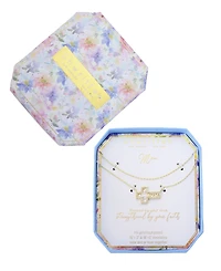 Unwritten Cubic Zirconia and Mother of Pearl Mom Cross Pendant Layered Necklace Set