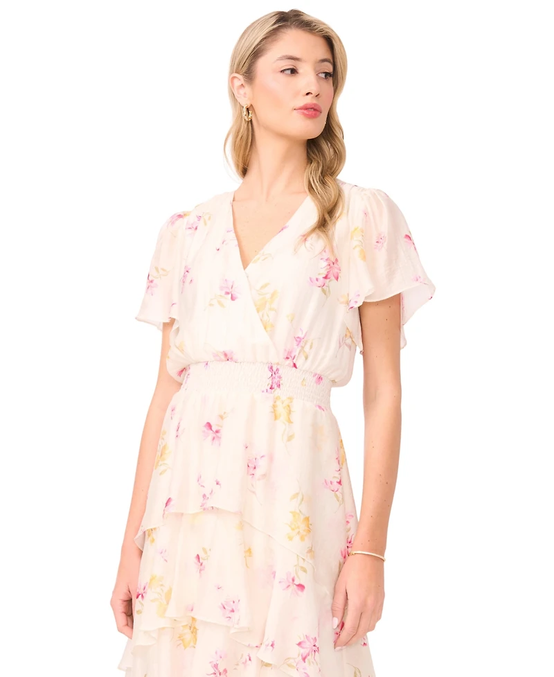 Vince Camuto Women's V-Neck Layered Midi Dress