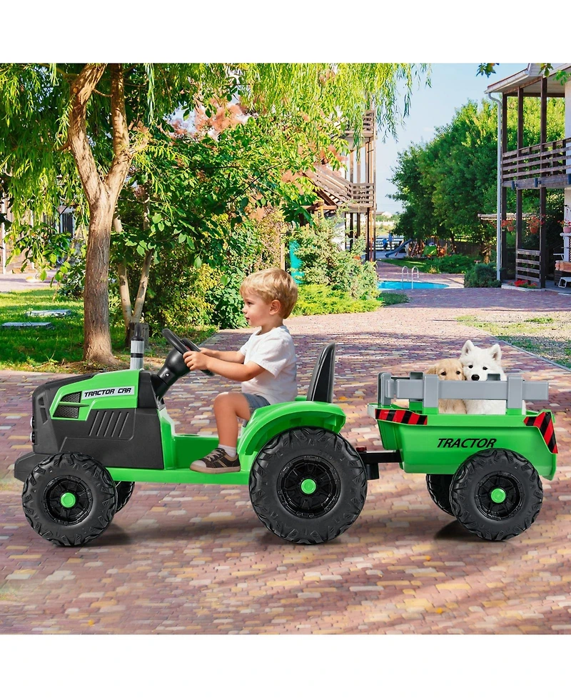 Mecale 24V Ride-On Tractor for Kids with Detachable Trailer & Remote Control