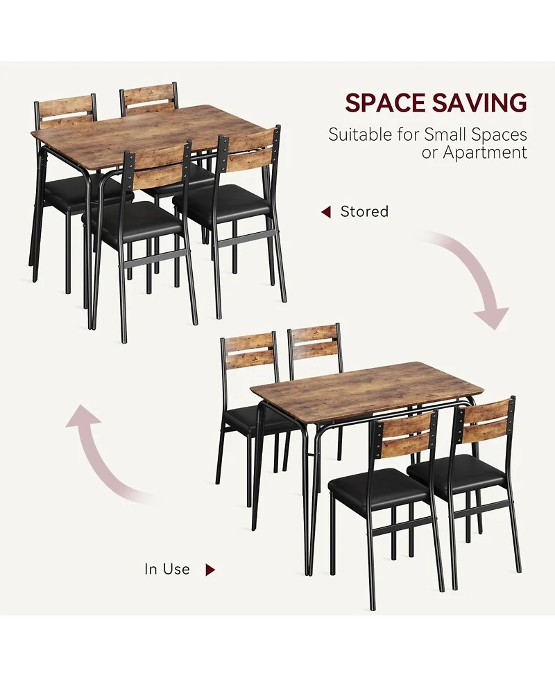 gaomon Dining Table Set for 4, Small Square Table and Chairs, 5 Piece Kitchen and Dining Set for Compact Spaces