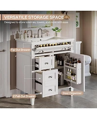Tribesigns 30" Bathroom Vanity with Sink, Modern Bathroom Sink Cabinet with 4 Drawers & 2 Doors, Bath Storage Vanity Sink