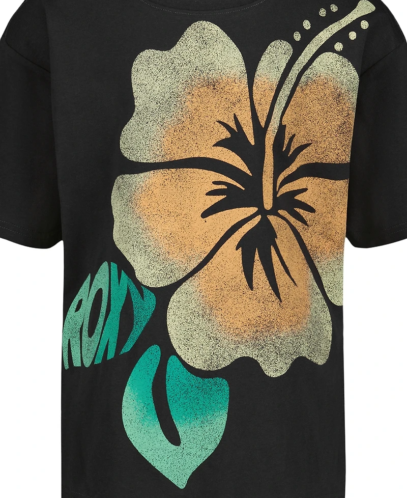 Roxy Girls' 7-16 Hibiscus Print Oversized T-Shirt