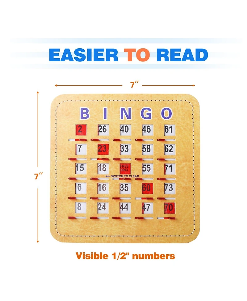 Gse Games & Sports Expert Shutter Bingo Cards, Easy-Read Large Print Bingo Cardboard with Sliding Windows (100-Pack)