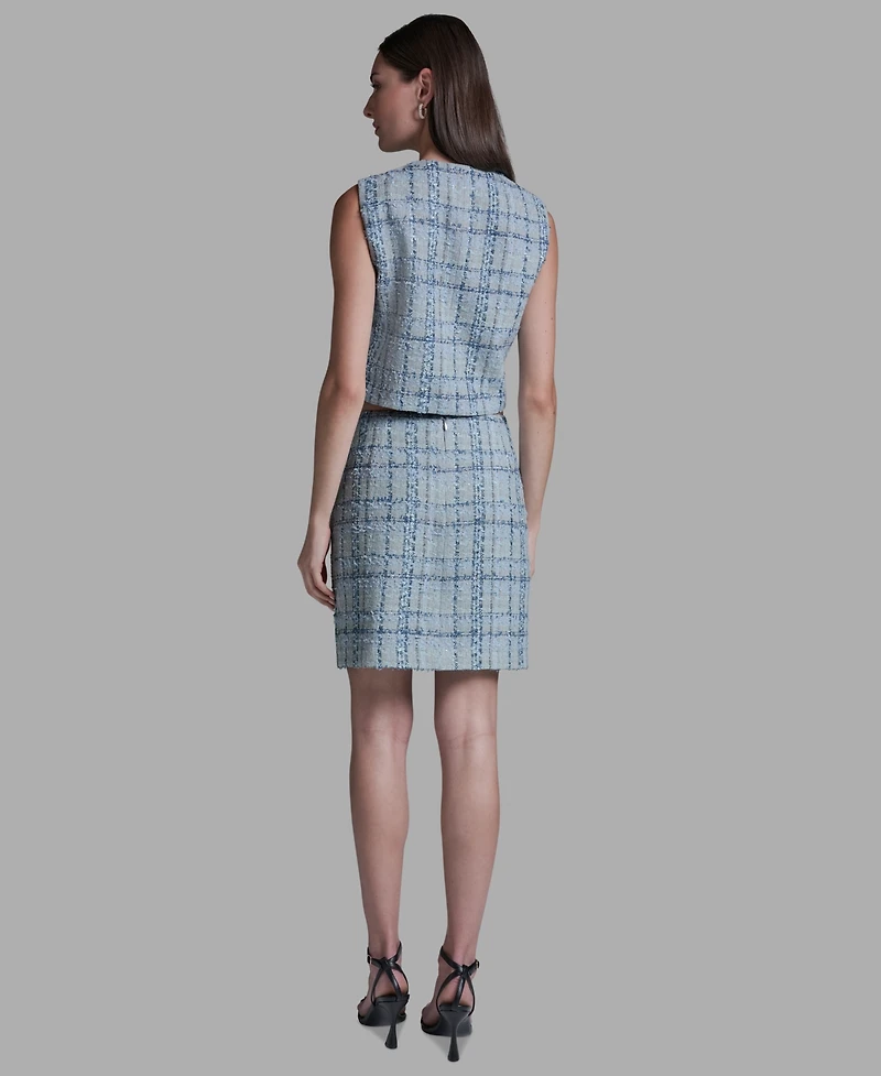 Bcbg Women's Button-Front Cropped Tweed Vest