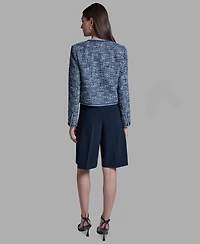 Bcbg Women's Shoulder Padding Open Front Tweed Jacket