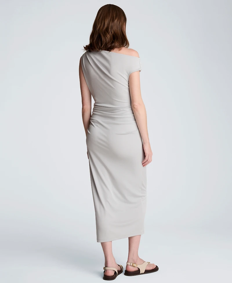 Kenneth Cole Women's Off-The-Shoulder Ruched Waist Midi Dress