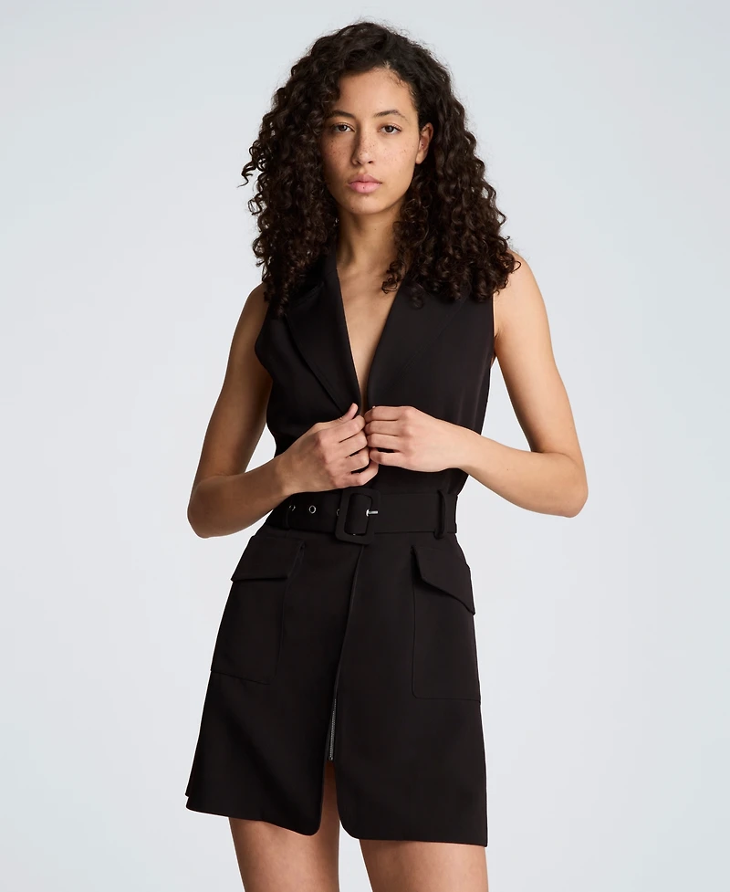 Kenneth Cole Women's Notched Lapel Belted Dress