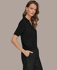 Donna Karan Weekend Women's Elbow-Sleeve Polo Sweater