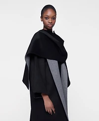 Leem Women's Reversible Cacoon Coat with Scarf Detail