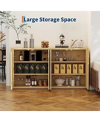 gaomon 66.3'' Fluted Oak Sideboard Cabinet with 4 Doors & Adjustable Shelves, Modern Wood Buffet Storage