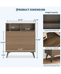 gaomon Fluted Storage Cabinet, Sideboard Buffet Cabinet with & Adjustable Shelves for Living Room, Kitchen, Entryway