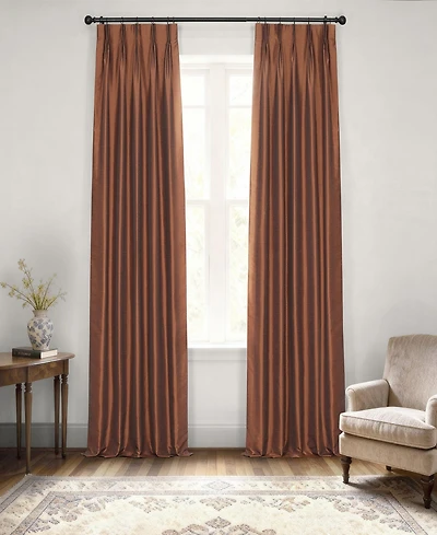 Half Price Drapes French Pleat Vintage Textured Faux Dupioni Silk Blackout Curtain