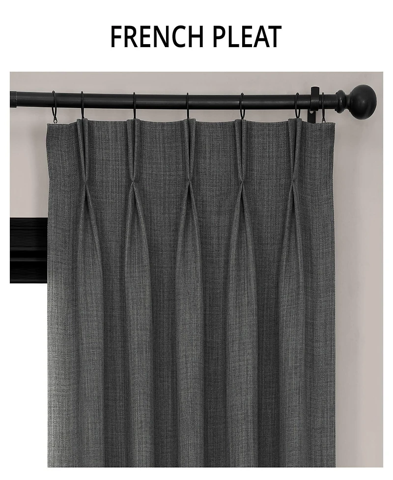 Half Price Drapes French Pleat Textured Faux Linen Room Darkening Curtain