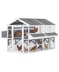 PawHut Chicken Coop, Wooden Hen House with Feeders and Nesting Boxes