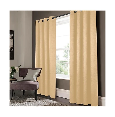 Olivia Gray Lynx Matte Embossed Blackout Grommet Panel - 52x95", Gold
