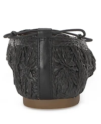 Lucky Brand Women's Tennyr Laced Criss-Cross Strap Raffia Ballet Flats